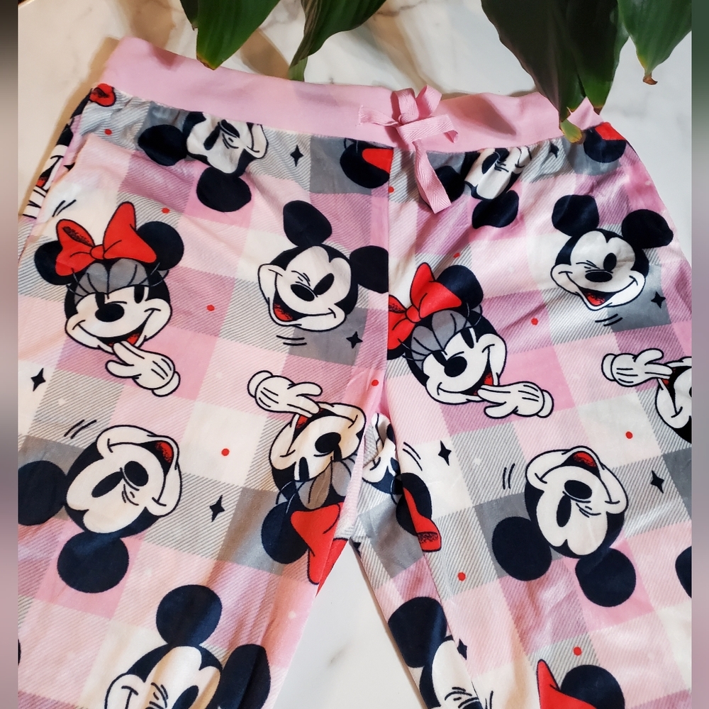Mickey Mouse & Minnie Mouse Pink Fleece Pajama Pants size XL